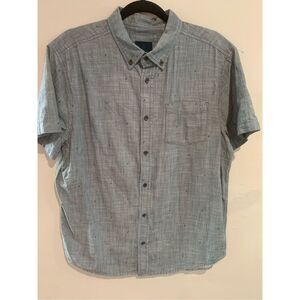 PRANA Button Down Shirt-Blue/Grey Short Sleeve Textured EUC Medium